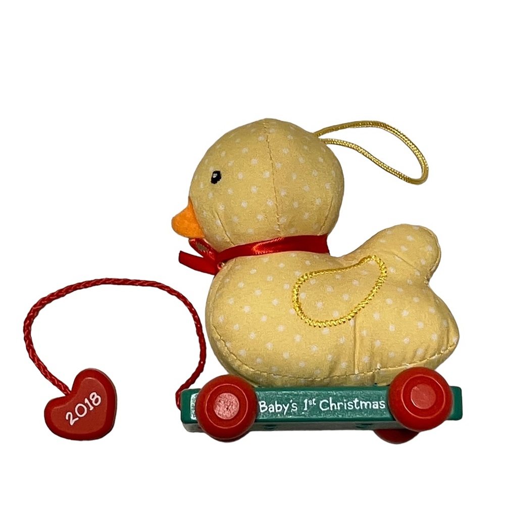 Hallmark 2018 Baby's First Christmas Duck Pull Toy Ornament NO BOX